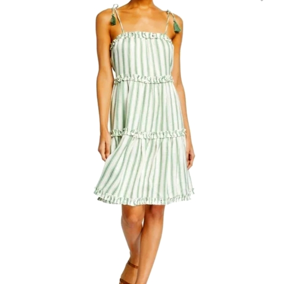 Tory Burch Dresses & Skirts - Tory Burch Striped Linen Gauze Tiered Dress Size M
